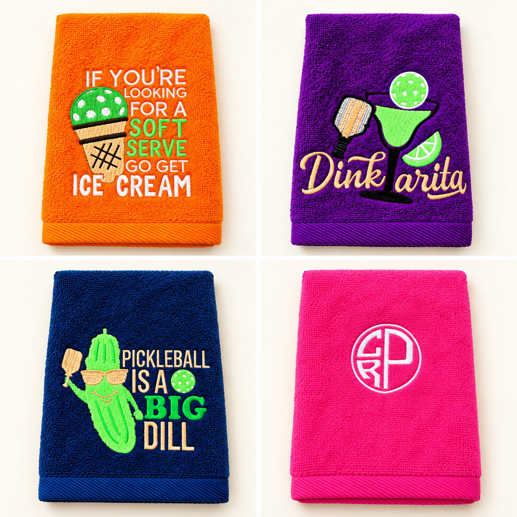 Custom Embroidered Pickleball Towels — Designs, Names & Monograms