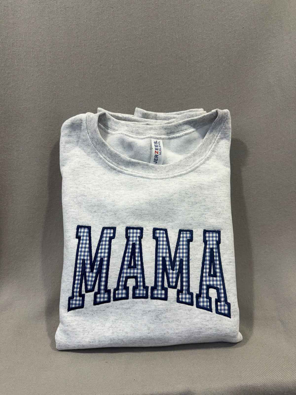 Gingham MAMA Appliqué Sweatshirt – Pink or Blue