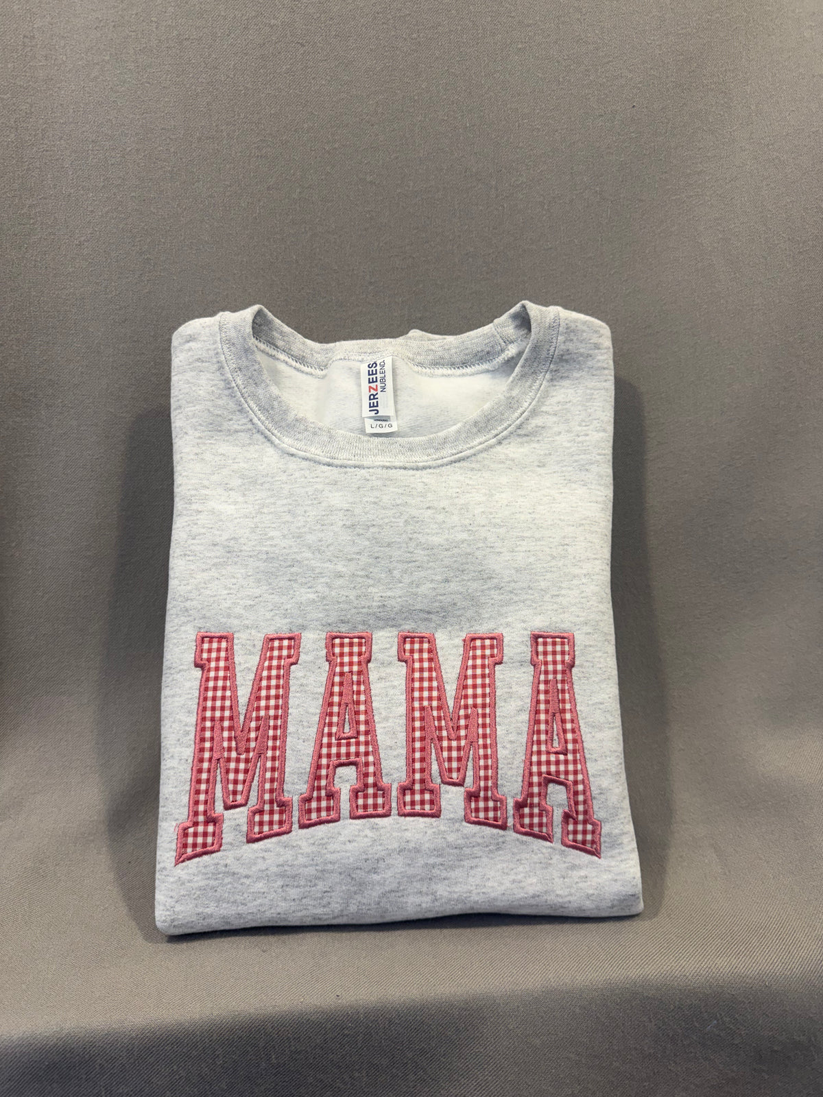 Gingham MAMA Appliqué Sweatshirt – Pink or Blue