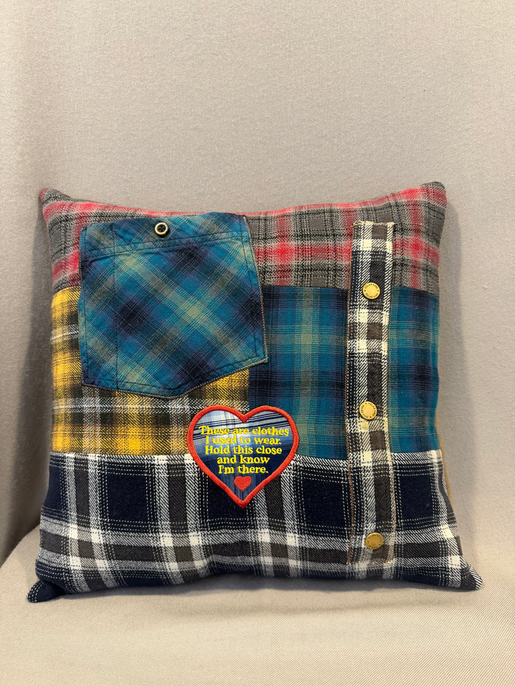 Custom Patchwork Memory Pillow – Made From Your Loved One's Clothing