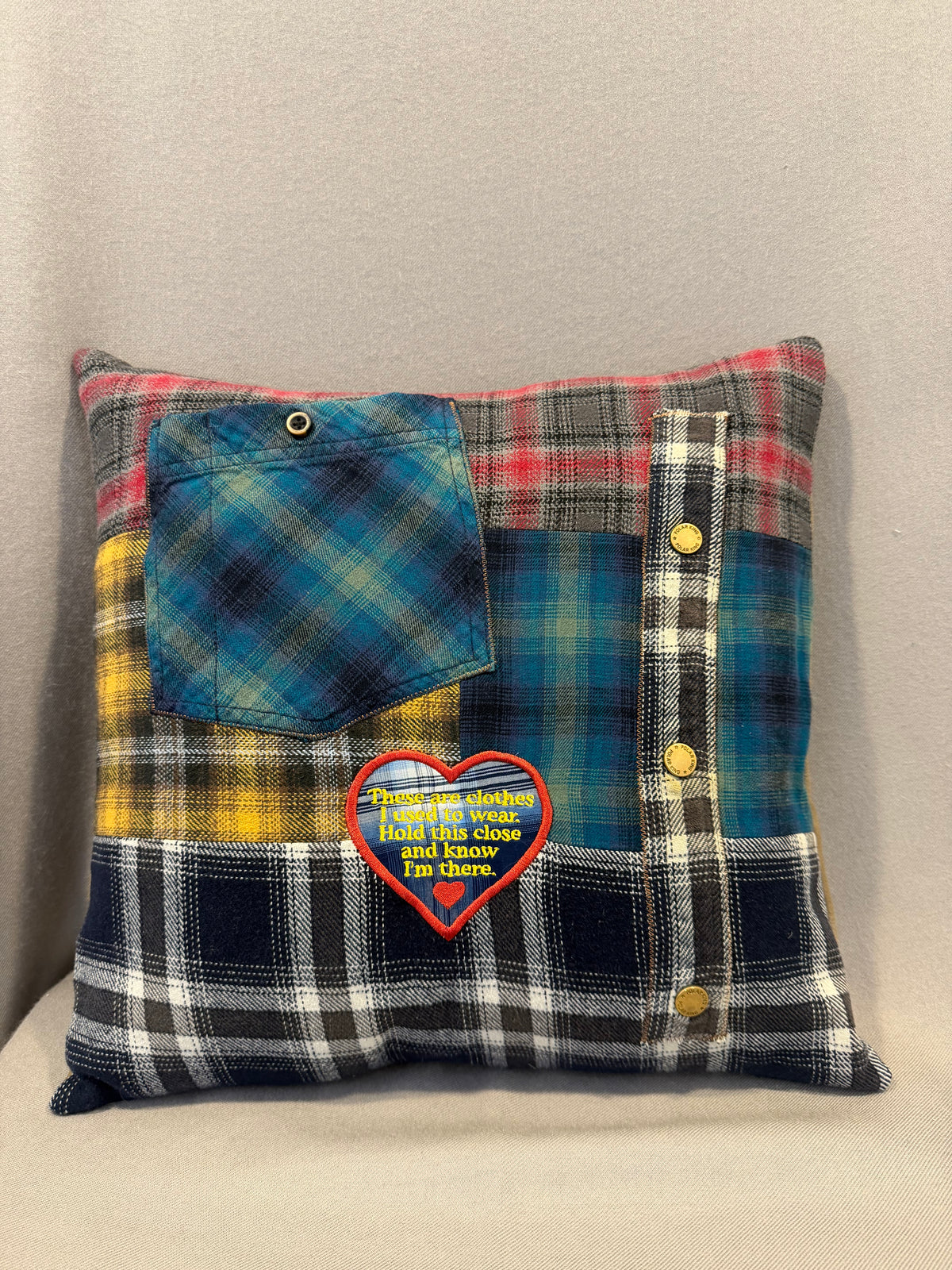 Custom Patchwork Memory Pillow – Made From Your Loved One's Clothing