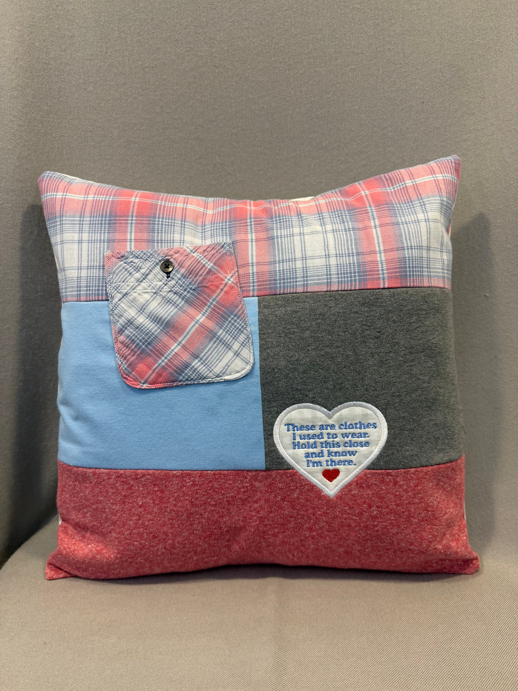 Custom Patchwork Memory Pillow – Made From Your Loved One's Clothing