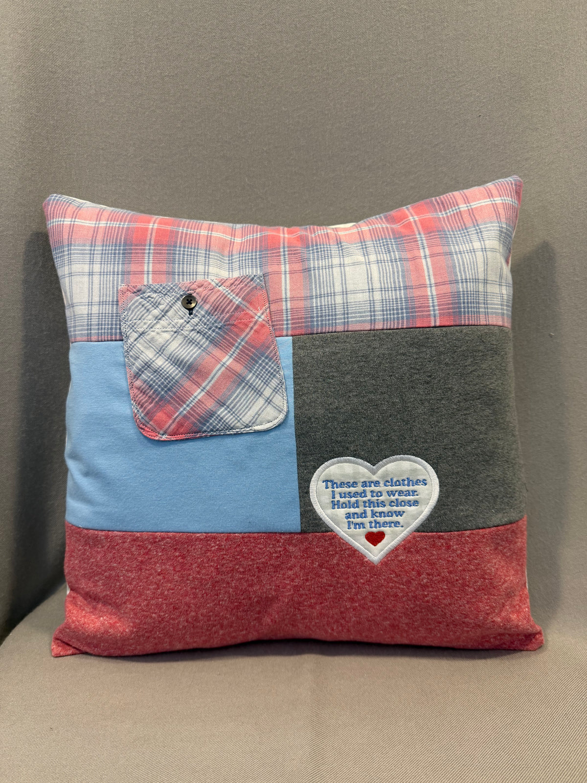 Custom Patchwork Memory Pillow – Made From Your Loved One's Clothing