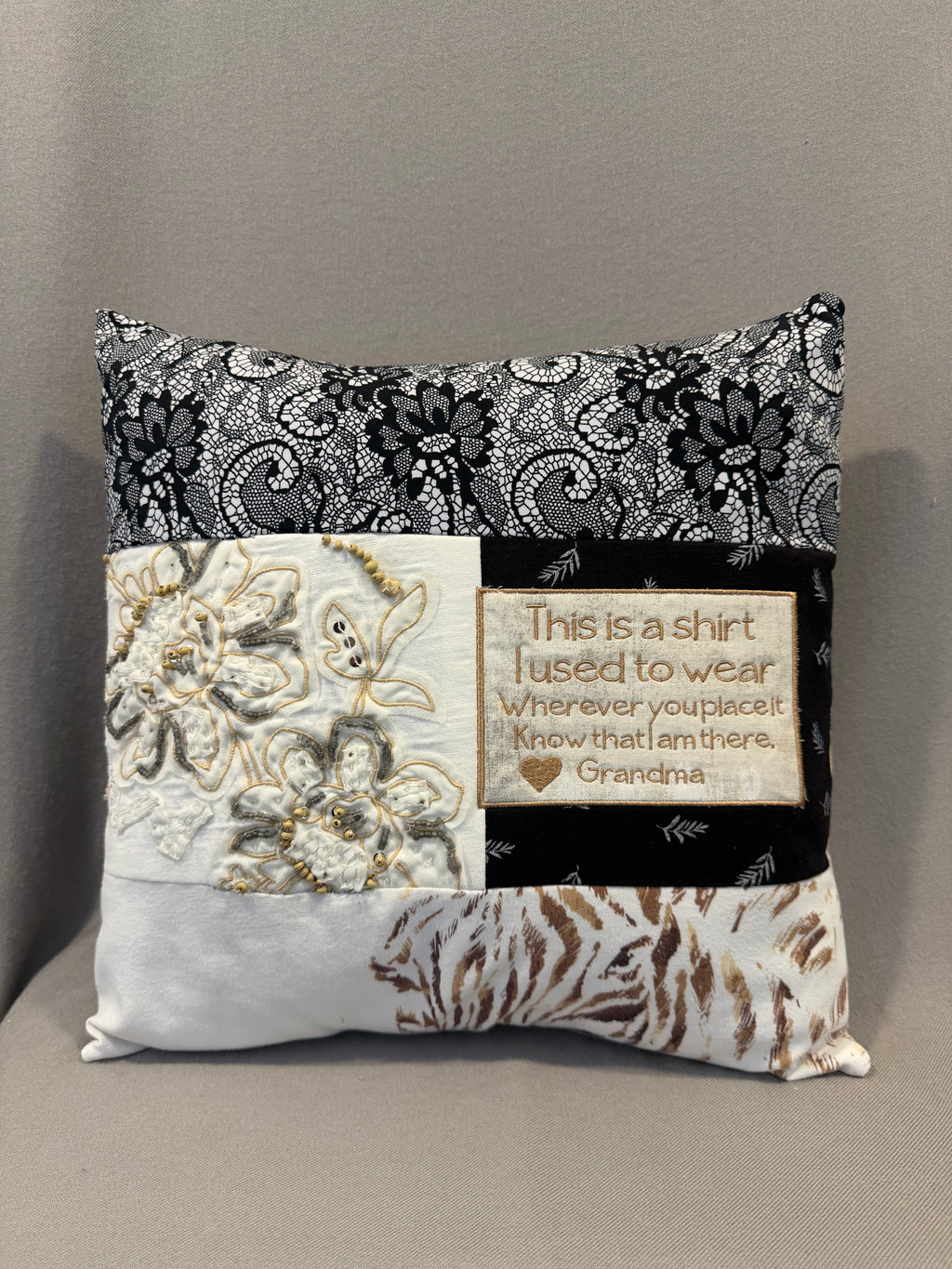 Custom Patchwork Memory Pillow – Made From Your Loved One's Clothing