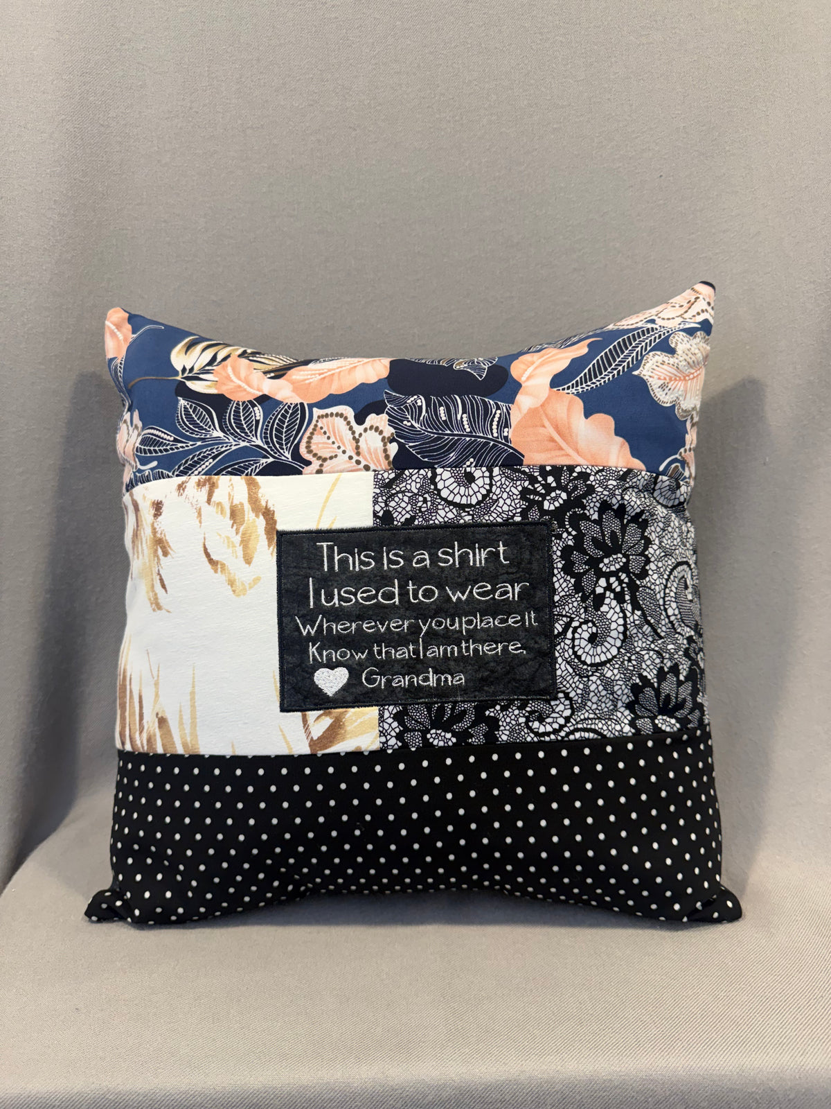 Custom Patchwork Memory Pillow – Made From Your Loved One's Clothing