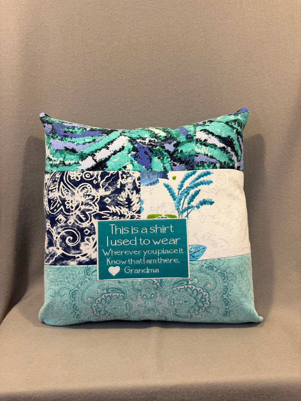 Custom Patchwork Memory Pillow – Made From Your Loved One's Clothing
