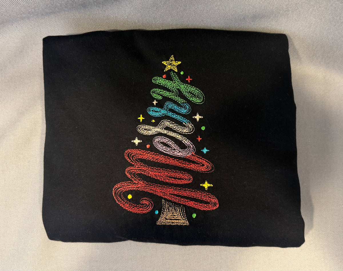 Merry Christmas Tree Embroidered Shirt